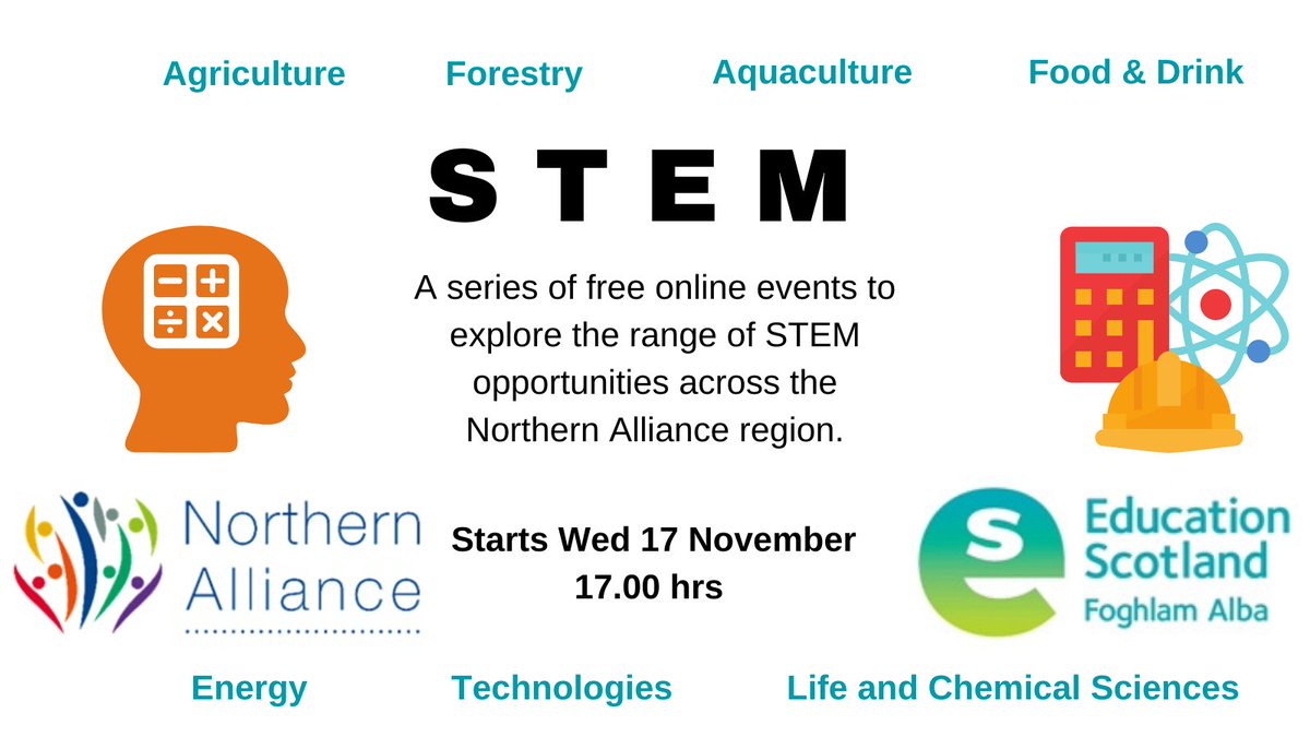 EducationScot's tweet photo. In our STEM Industry in the North programme we will hear from regional employers in key STEM sectors. Sessions start next week and are open to everyone. Sign up here ➡️https://t.co/d8TtcWjfvd #ESNorthteam https://t.co/7TT2aB0Oso