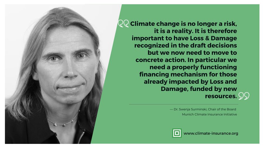 MCII Chairwoman Swenja Surminski’s remarks on the importance of the #LossAndDamage and #Adaptation  Day at #COP26Glasgow