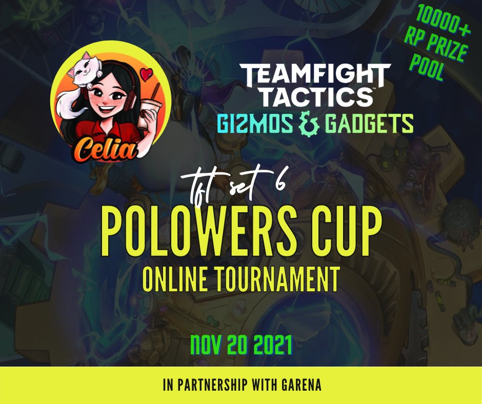 itscelia_gg's tweet photo. Hi everyone! It's been a little abrupt but, please do join our TFT Set 6 Tournament! https://t.co/fgDGSvRqKY
#TeamFightTactics #Garena #TFTSet6 https://t.co/butT2Lmfnt
