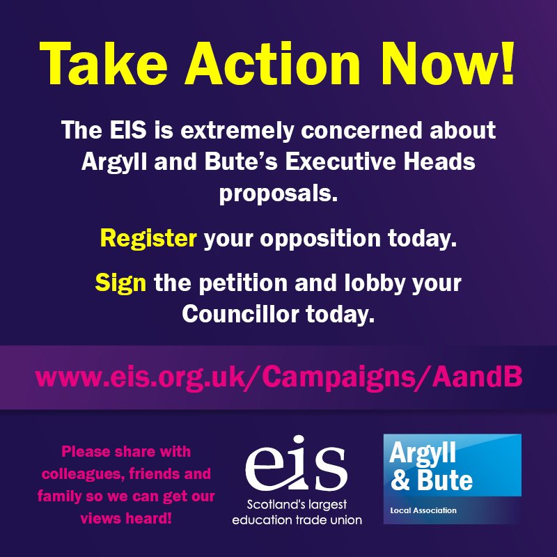 Argyll and Bute members, take action and give your views on the Executive Heads proposal. See all the details on the image below.