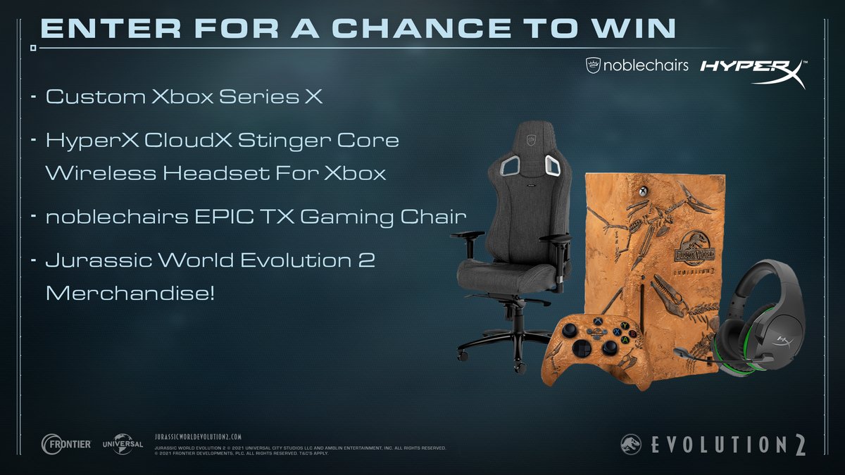 JW_Evolution's tweet image. Don&apos;t forget to enter our amazing giveaway, Park Managers! You can win an incredible custom, limited edition @Xbox Series X, a super comfortable gaming chair from @noblechairs, and an awesome headset from @hyperx.

Head the link to enter: bit.ly/305KBXI
