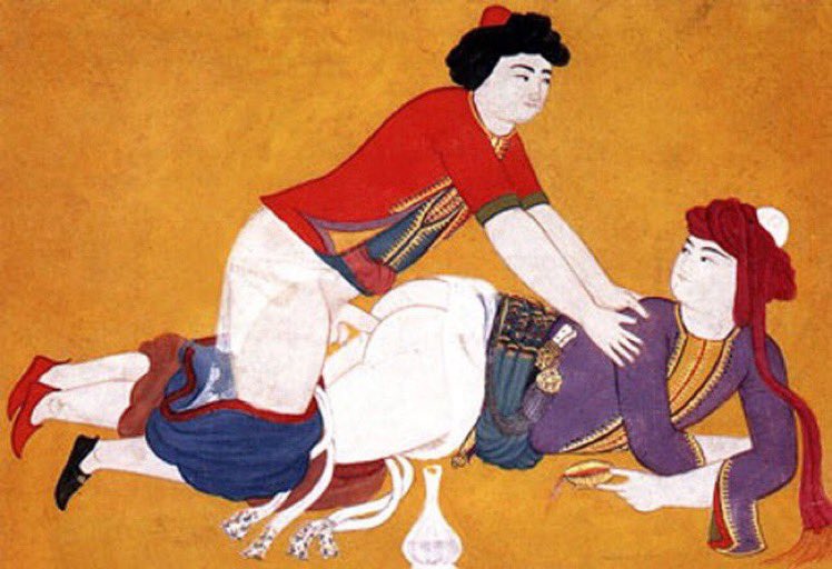WhoresofYore's tweet photo. An illustration from the 19th Century Ottoman book ‘Sawaqub al-Manaquib’, titled “Spilling the wine". https://t.co/yWTy8kzNOx