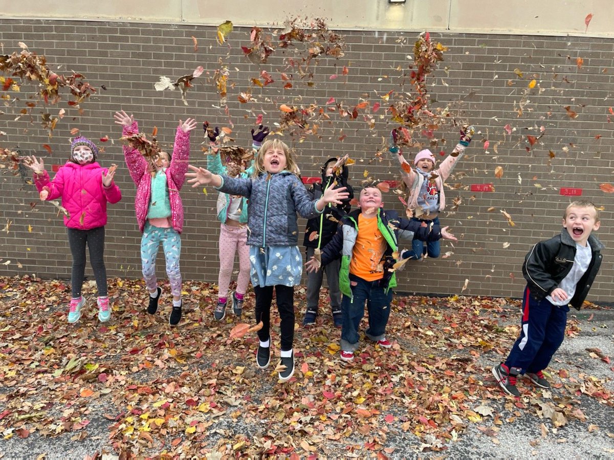 Enjoying fall leaves and a chilly recess! #springfieldamazing
