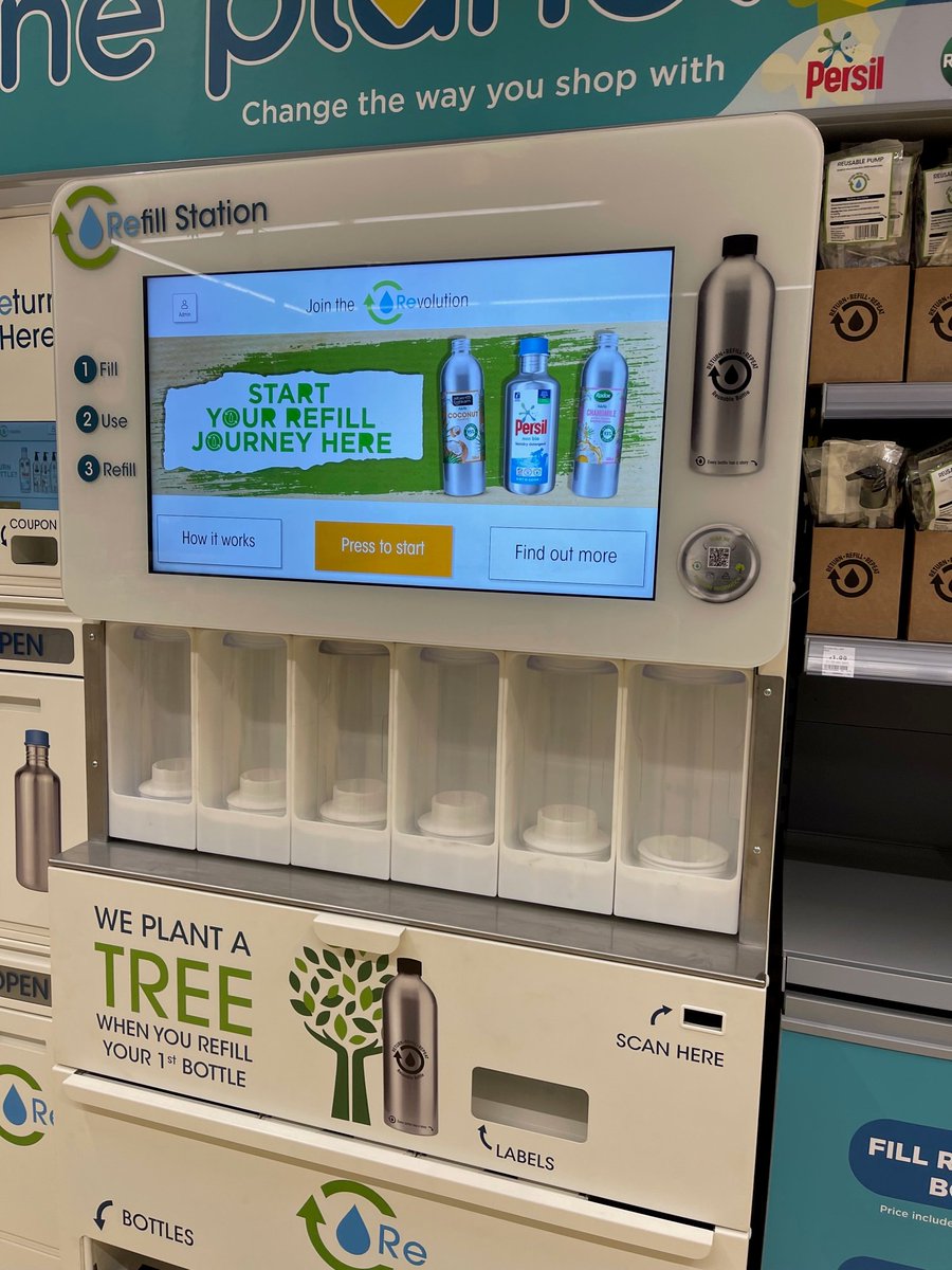 Lovely work from the Coop in their eco trial store; adding a detergent refill machine (as seen in Asda latterly) via Unilever too.