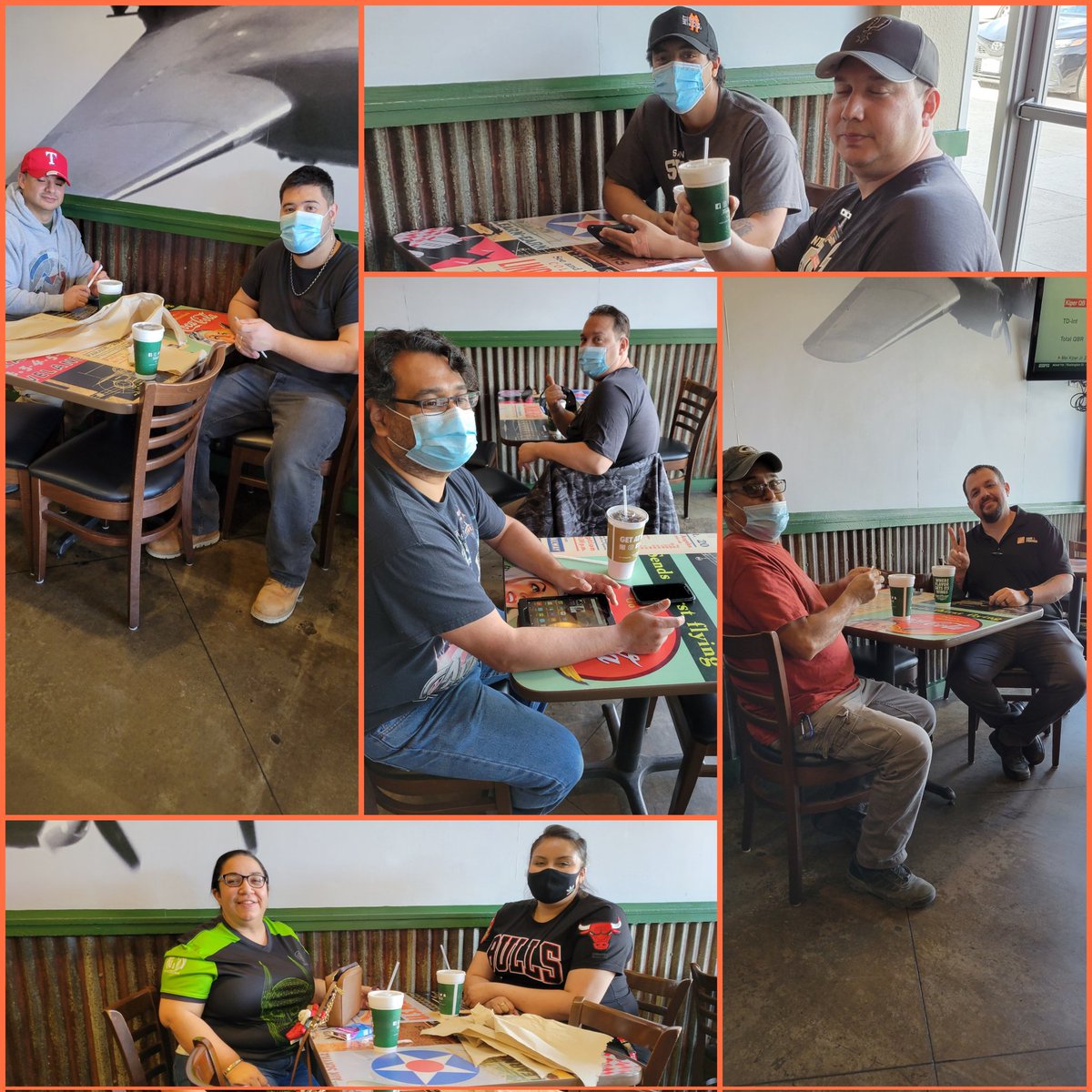 MET 6540 about to chow down on some wings with Dan OASM joining us, and wearing their sport wear for sports day.
#METappreciationweek21 
<a href="/Fred_asj/">Fred Silva</a> <a href="/Ivan_Quintero_/">Ivan Quintero</a> <a href="/draku0927/">Ruben Rodriguez</a> <a href="/THDRoxSalinas/">Roxie Salinas</a>