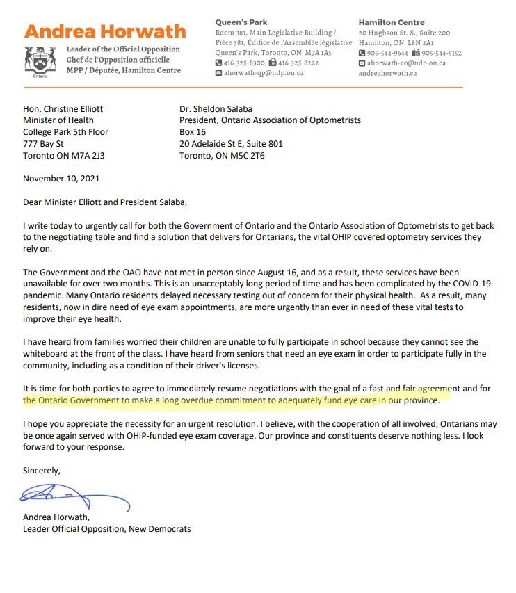<a href="/celliottability/">Christine Elliott</a> <a href="/AndreaHorwath/">Andrea Horwath</a> <a href="/ONOptometrists/">Ontario Association Of Optometrists</a> This is the critical section and this is the part that you have yet to agree to.