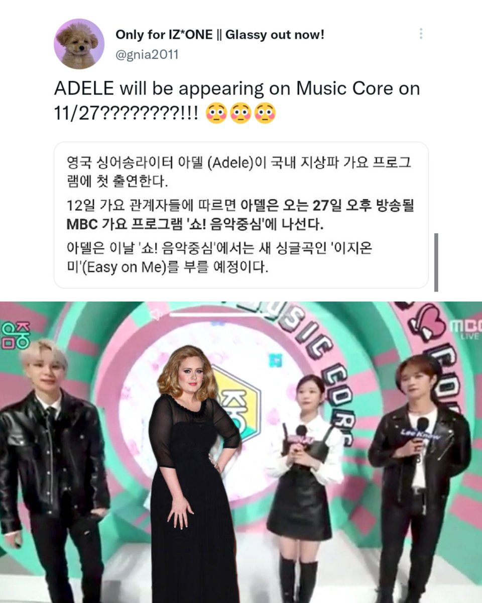 rrammelbv's tweet photo. ADELE SUNBAENIM ON MUSIC CORE
โfrom the other side! annyeonghaseyo, adele-imnida!โ https://t.co/WOMhEHsQeA