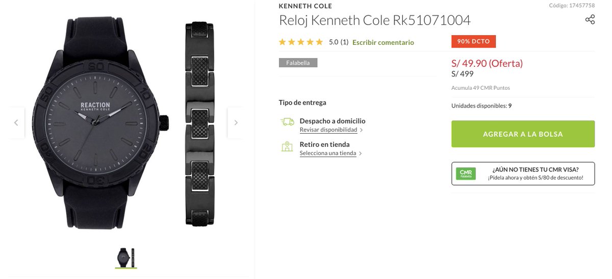 KnastaPeru's tweet photo. Reloj Kenneth Cole S/49.90 (antes S/249.90) ⌚️
https://t.co/nUhauvxqdv
*
*
*
#KnastaOfertas #CyberDaysPe #CyberDaysPeru #CyberDays https://t.co/nsaqg48SQy