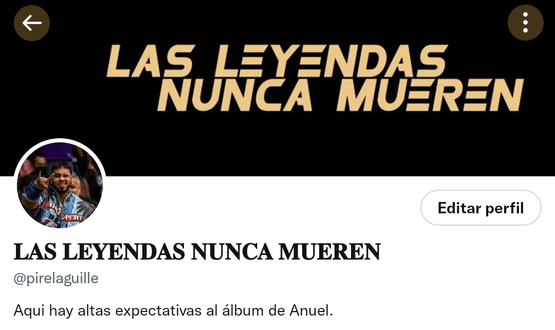 pirelaguille's tweet photo. Ya mi perfil está ambientado con el álbum de Anuel: Las leyendas nunca mueren. 🧍🏻‍♂️

(todo lo quito cuando se estrene) https://t.co/xcdzeALnTc