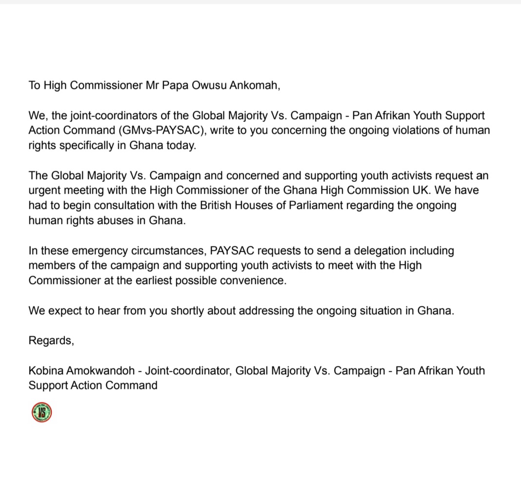 #ElormJusticeQuest *Update*

We have sent a letter to the @powusuankomah High Commissioner Ghana UK requesting a meeting to discuss the ongoing human rights violations and persecution of Earth Defenders.

We expect that the ongoing silence can be addressed.

@PlanB_earth