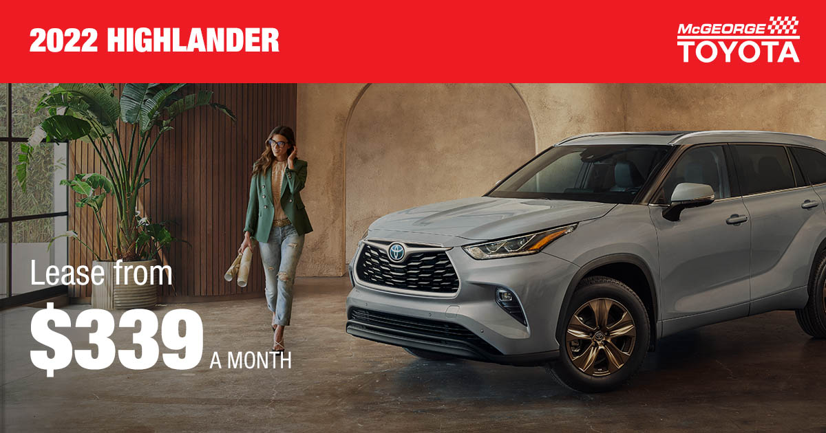 Gobble up this deal this month! During November, lease the 2022 #Highlander for $339/Month. Available now at McGeorge #Toyota. Enjoy #savings as sweet as pie! Shop Now: bit.ly/2sSKvCd