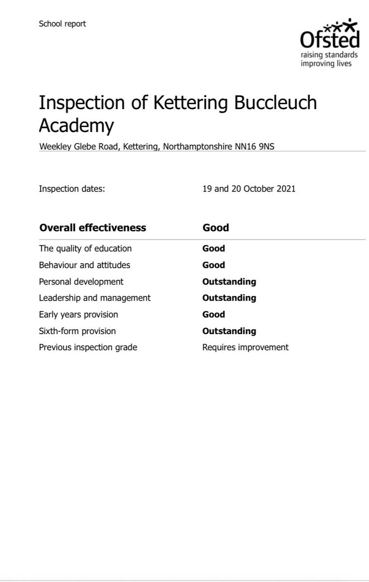Congratulations <a href="/KBuccleuchA/">KBA</a> <a href="/KBA_Sixthform/">KBA_Sixth Form</a> it’s about time <a href="/Ofstednews/">Ofsted</a> agreed with what we already new, that our school is fabulous, thank you for all the hard work you all put in for our children ❤️💙💚💛