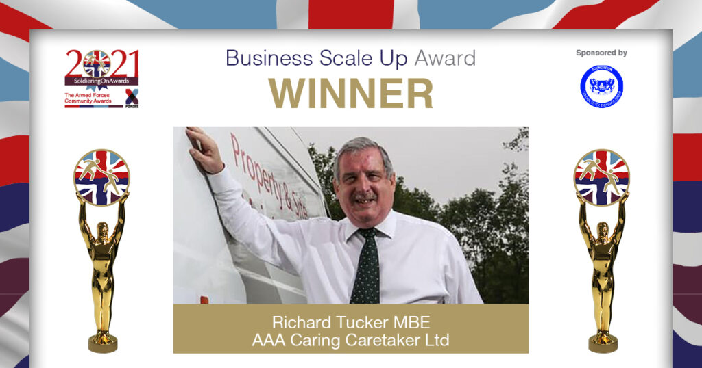 SoldierOnAwards's tweet image. The #SOA2021 Business Scale-Up Award, sponsored by @LSEGplc, was won by Richard H Tucker MBE of @AAA_CCaretaker. The company&apos;s highly-valued work with the #NHS has supported combatting the spread of #Covid19.

Learn more about Richard here ➡️ bit.ly/3qxKdfC 🏆