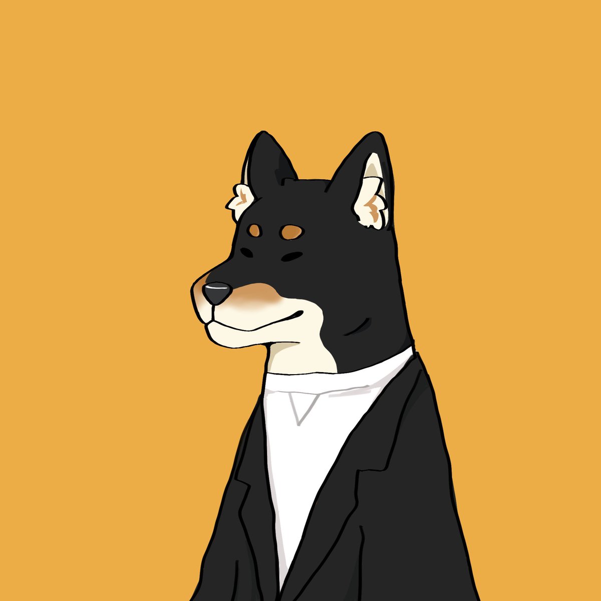 zkystudio_nft's tweet photo. drawing myself as a salarydog🐶 , I think I might be a black and tan shiba inu with black and white outfit ~ https://t.co/KkGi7ct135