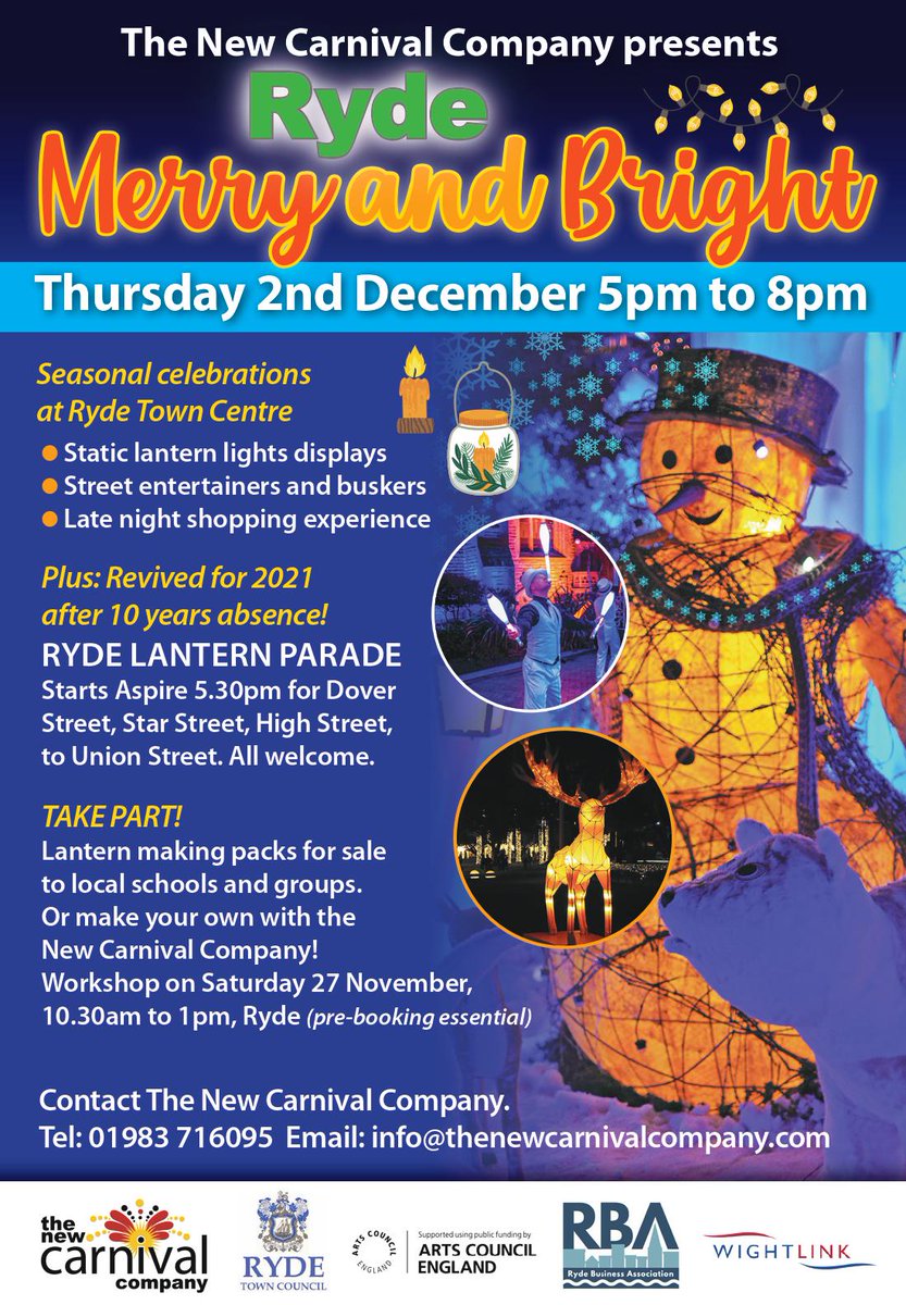NewCarnivalCo's tweet photo. Working with @HazRyde @RydeBusinessAss and @RydeTownCouncil on the @VisitIOW for an illuminating event. https://t.co/iFszmZKzB5