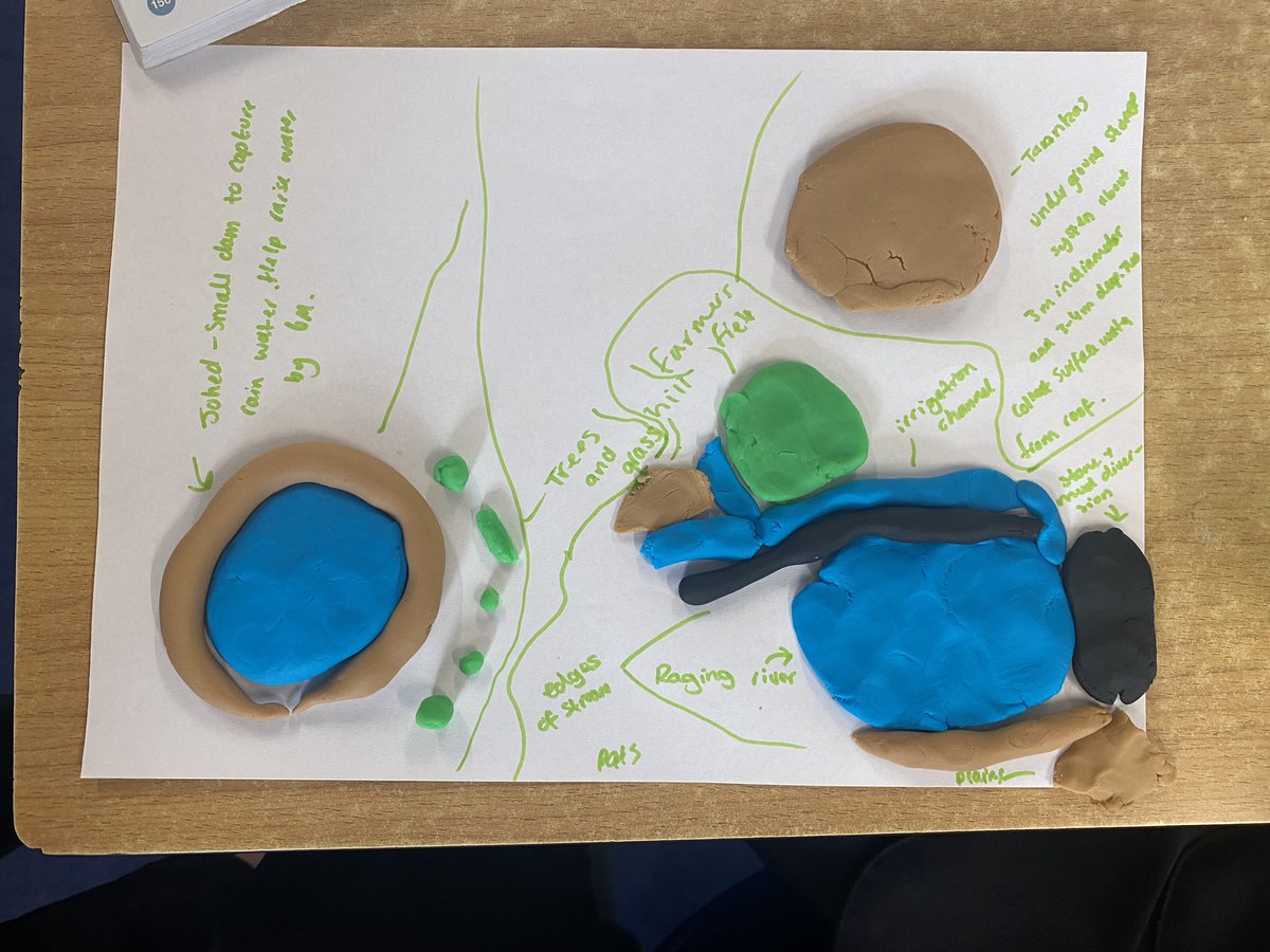 GeographyGs's tweet photo. Creating Wakel River Basin Project sustainable water strategies with my year 11’s today using Play-Doh and they loved it! Aimed for detailed annotations so they remembered the learning rather than the task. https://t.co/mGsnDEj1Up