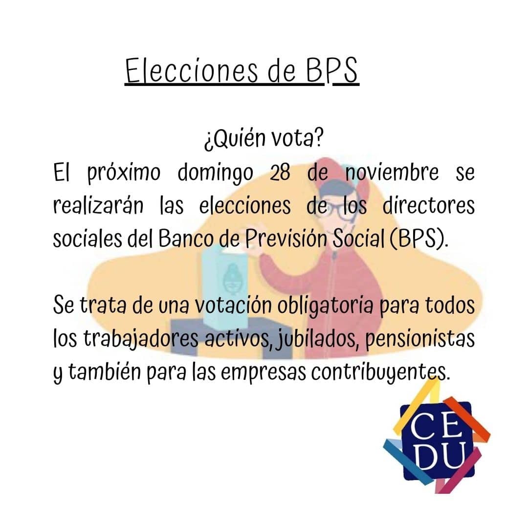 confemprdeluy's tweet photo. El próximo 28 de Noviembre se llevarán a cabo las elecciones de BPS.
Compartimos información a tener en cuenta ante estas elecciones. https://t.co/39ubwmhwhd