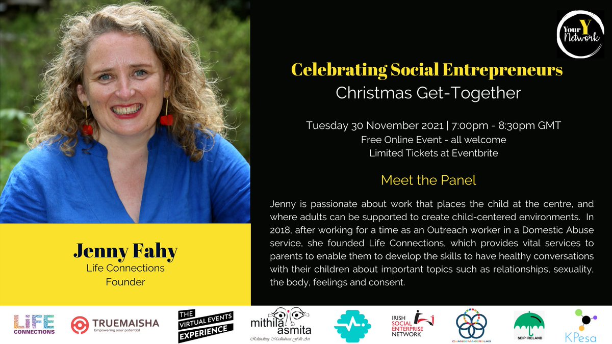 YourYNetworkHQ's tweet photo. Meet the Panel!
We can't wait to hear from the inspiring Jenny Fahy founder of @LifeConnextions
Join Us!
Grab your FREE ticket now and spread the word >>> https://t.co/VgF8ofB0Sg
#socent #socialenterprise #socentIRL #socentEU #networking https://t.co/RMJe3TaGzC