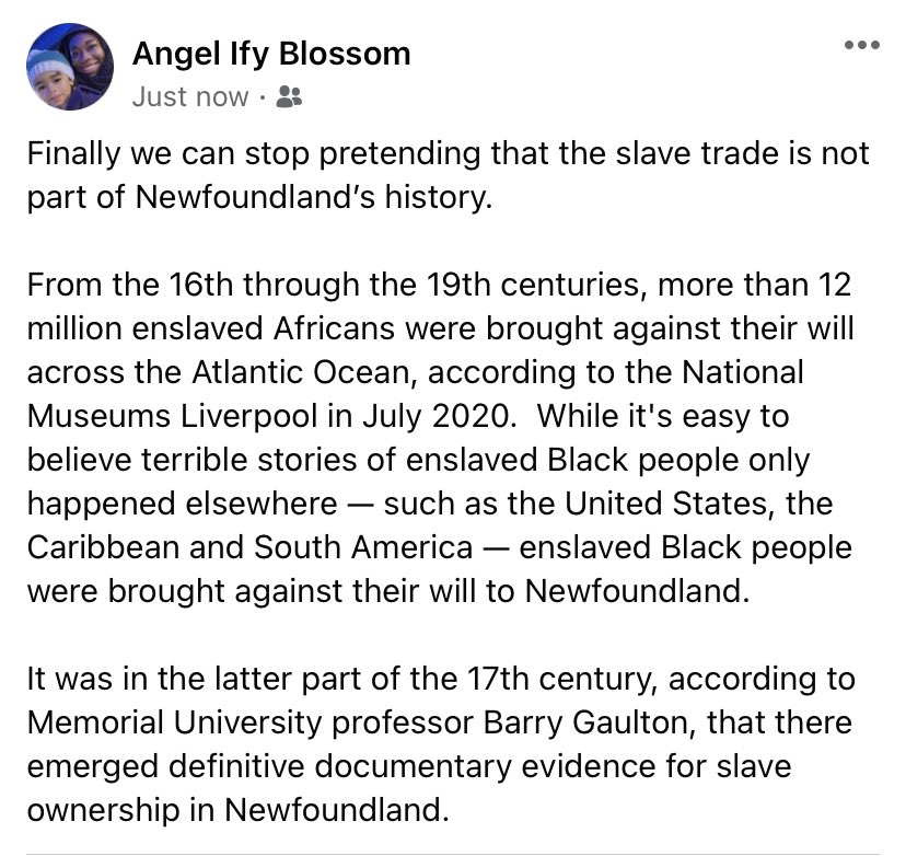 MbaLaurabel's tweet photo. Finally we can stop pretending that the slave trade is not part of Newfoundland’s history. https://t.co/AP1R4GIfsu