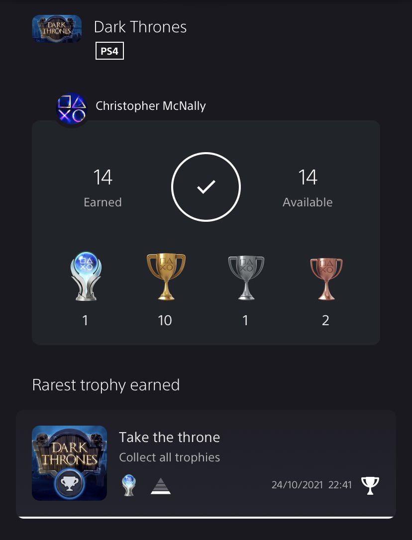 Superduperbigmc's tweet photo. Platinum #327 Dark Thrones #Playstation #PlatinumTrophy #PSN #PS4 #TrophyHunter #DarkThrones #PS4Share #PS5 #PS5Share @FunboxMediaLtd  #FunboxMediaLtd #indiegame #indiedev #playstationstore https://t.co/QLfXEzapfm