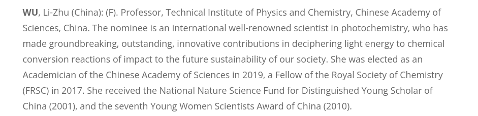 TWASnews's tweet photo. Congratulations to newly elected #TWASFellow #WuLiZhu of #China, with Technical Institute of Physics and Chemistry! She will be a #Fellow in #TWAS #ChemicalSciences section, starting in #January 2022.
https://t.co/cu5b4HoiHz
#TWASGeneralConference https://t.co/hcUHzTLuAX