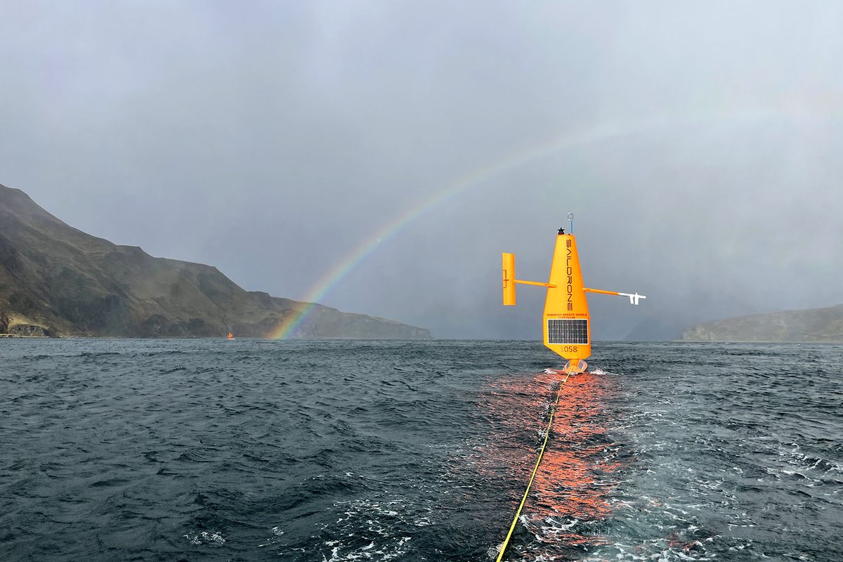 Saildrone Explorer on tow line in the Bering Sea near Dutch Harbor, Alaska
