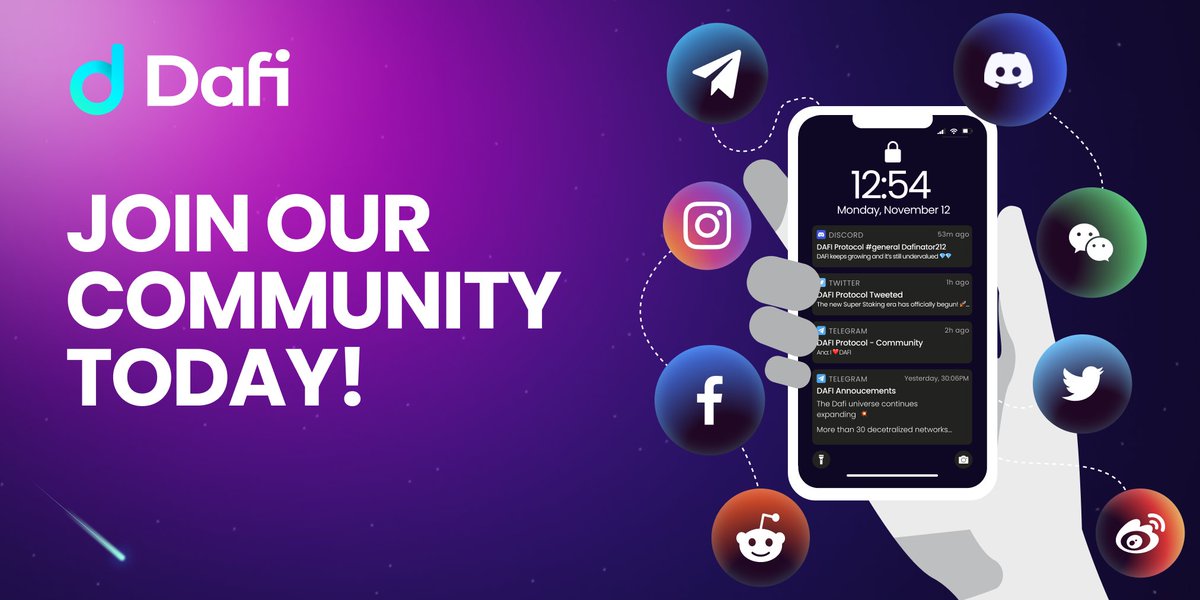 Be part of our journey! 👨‍🚀

With everything that we have in the pipeline the best way to stay up-to-date on all things $DAFI is by becoming a member of our community. 

Join us now 👉 linktr.ee/dafiprotocol