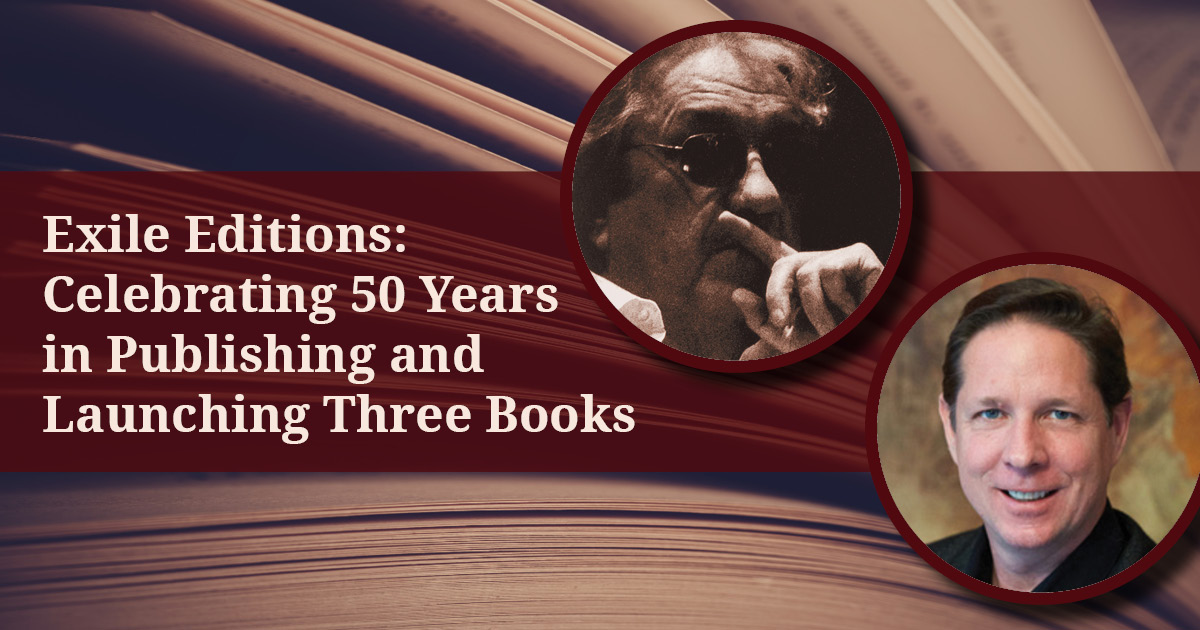 ExileSocial's tweet photo. Join us as we celebrate 50 years of great writing and unique Canadian publishing! Streamed on Facebook @opl_bpo

Mon. Nov. 15 starting at 7:30.

We also have three authors launching three new books https://t.co/TgpnyoFAo6