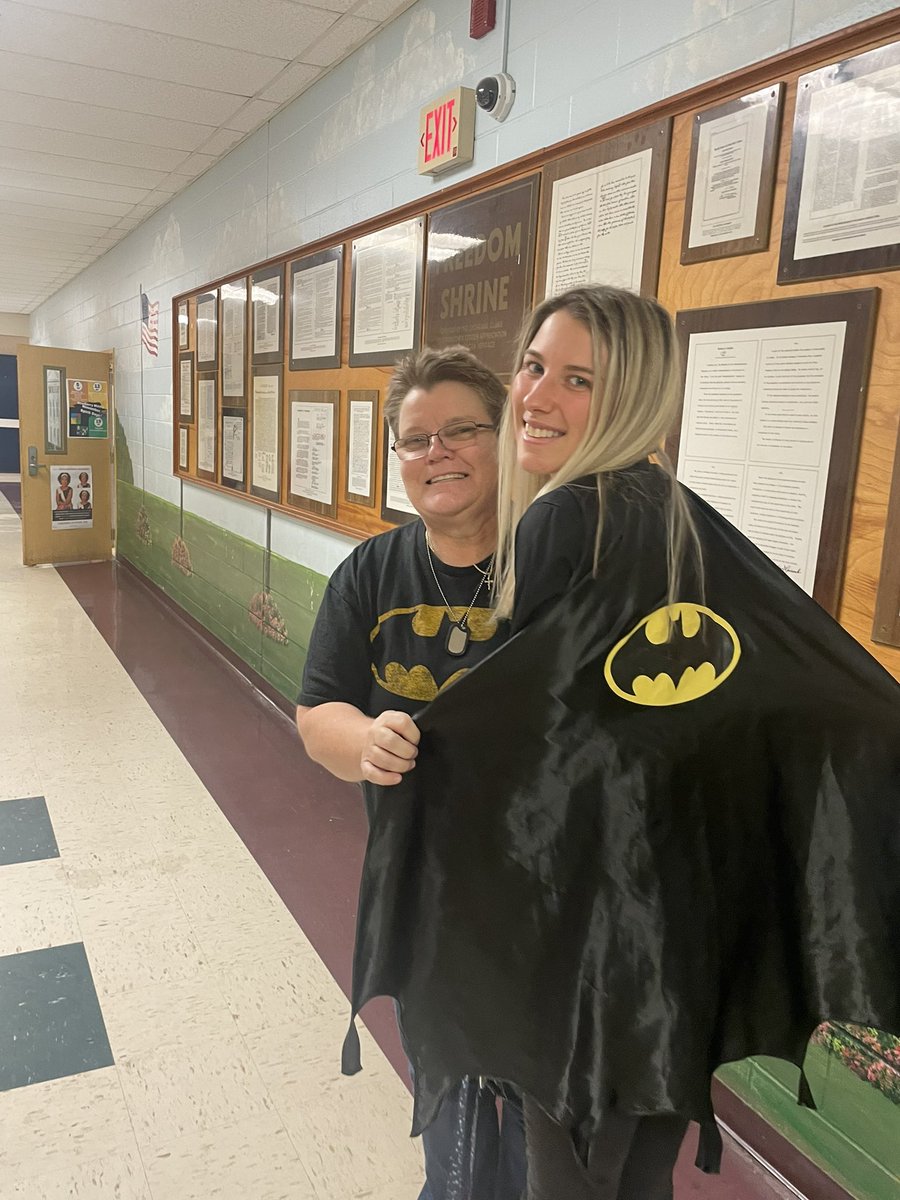 TigersNms's tweet photo. Was it a bird? A plane? Wait it’s Superman! Batman! Etc! Today was Superhero and Villain Day at NMS. #TigersRoar #Anewway2Roar https://t.co/fzTa7gJKmW
