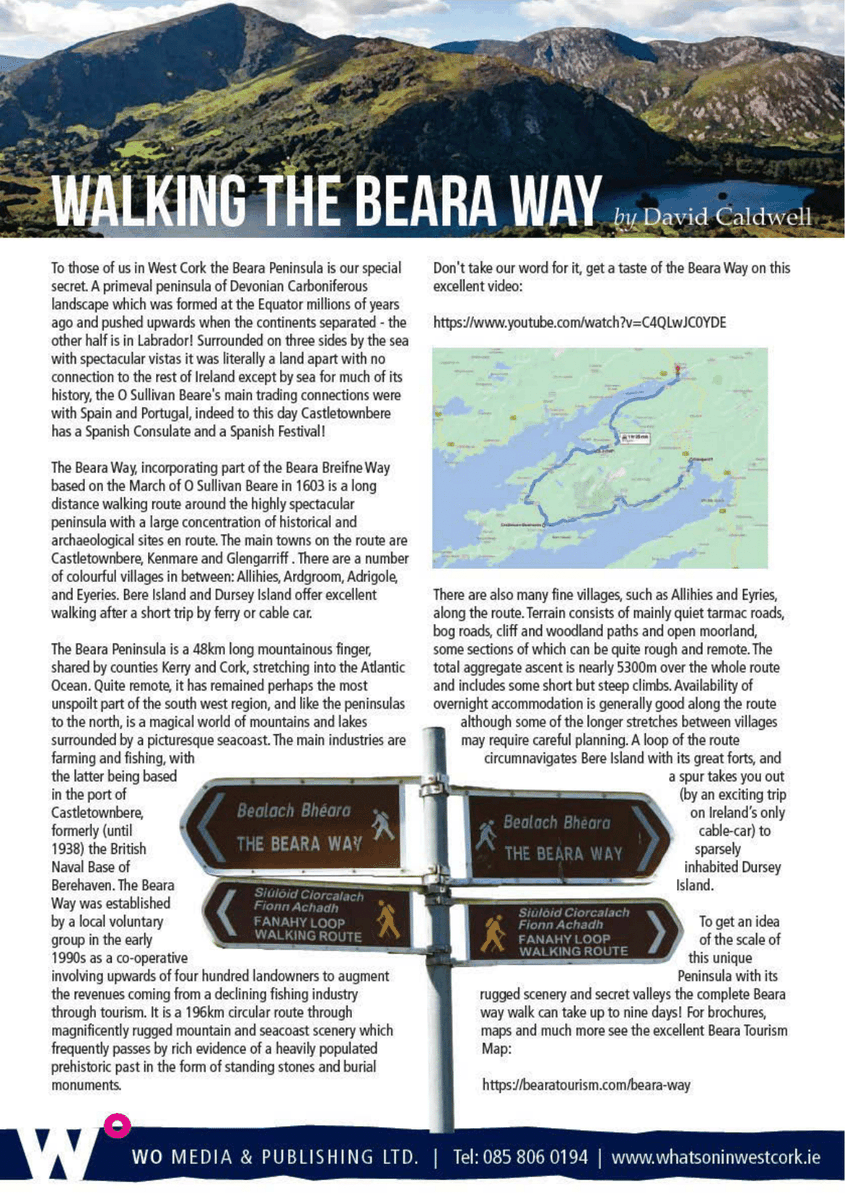 Walk the Beara Way in the November Edition of #WhatsoninWestCork
#bearapeninsula #shoplocal #Waking #WestCork