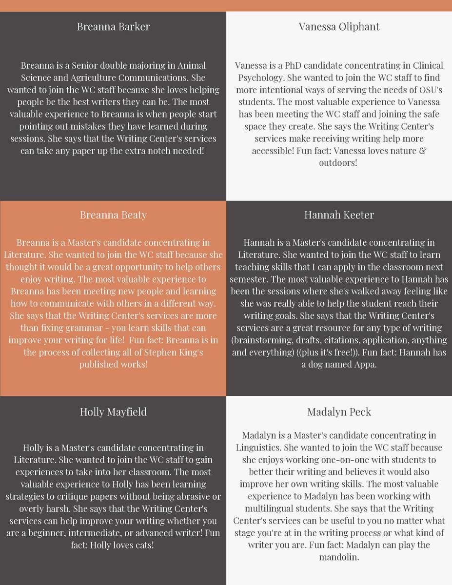 EnglishOKState's tweet photo. For your reading pleasure, the @OSUWC Newsletter, providing some information on the WC, new things happening, and contact information. Many thanks to Katie Long and Betsie Rodriguez for their work on this! https://t.co/XUd5Jiclt2