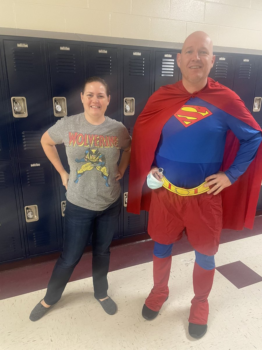 TigersNms's tweet photo. Was it a bird? A plane? Wait it’s Superman! Batman! Etc! Today was Superhero and Villain Day at NMS. #TigersRoar #Anewway2Roar https://t.co/5s6avwzgS5