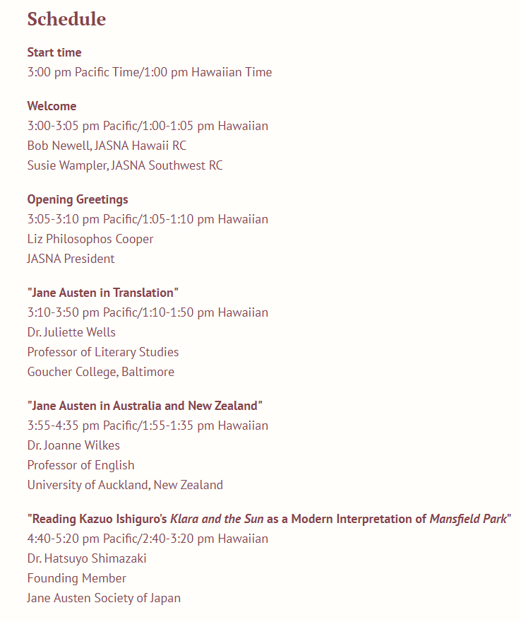 hattyphd's tweet photo. Here's a schedule for the conference '#JaneAusten in the Pan Pacific' this weekend. I have a butterfly in my stomach, but very much looking forward to it! @JASNASW @jasnaorg https://t.co/VSuACY58FY