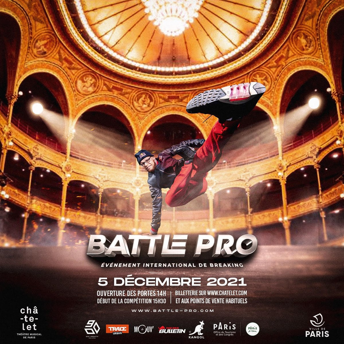 Pour fêter ses 20 ans, <a href="/BattleProEvent/">Battle Pro</a> vous donne rendez-vous au <a href="/theatrechatelet/">Théâtre du Châtelet</a> le 05 décembre 2021 pour une édition internationale 💥 
Informations et réservations ➡️ battle-pro.com