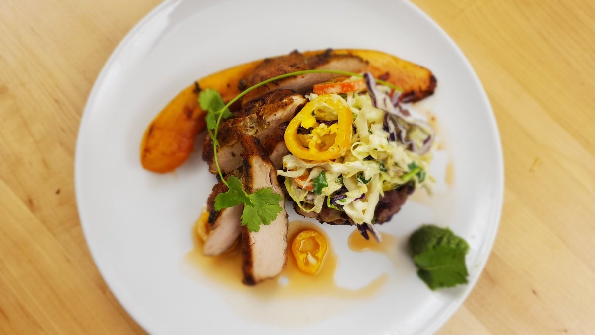 Porcini Pupusa, Scotch Pepper-Pumpkin crusted Chicken, Pickled Papaya, Kumquat Sweet-n-Sour.

chefscotty.com
#chefscottywagner #indulchicatering #holidaycatering #weddingcatering #madisoncatering #wisconsinfood #farmtotable #catering #privatechef #indulchi #weddingfood