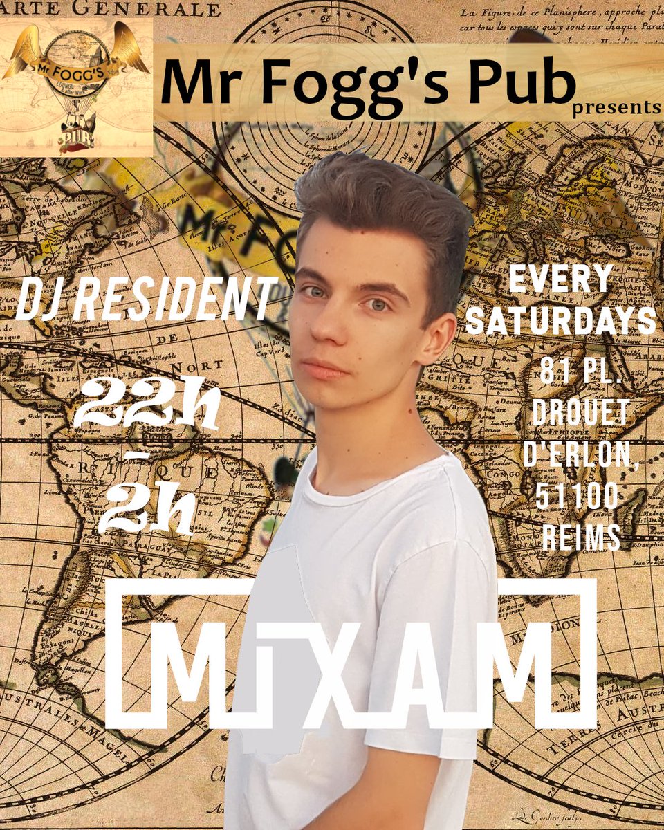 MIXAM1's tweet photo. 🇫🇷 🚨🚨🚨 Très fier de vous annoncer que je suis DJ Résident au Mr Foggs à Reims 🎉🔥
On se retrouvera tous les samedis à partir de 22h 😉
Et ça commence dès demain !

🇬🇧 Really proud to become the resident DJ of Mr Foggs in Reims 🎉🔥
See You every saturdays starting at 10pm 😉 https://t.co/zSNTZgvoxL