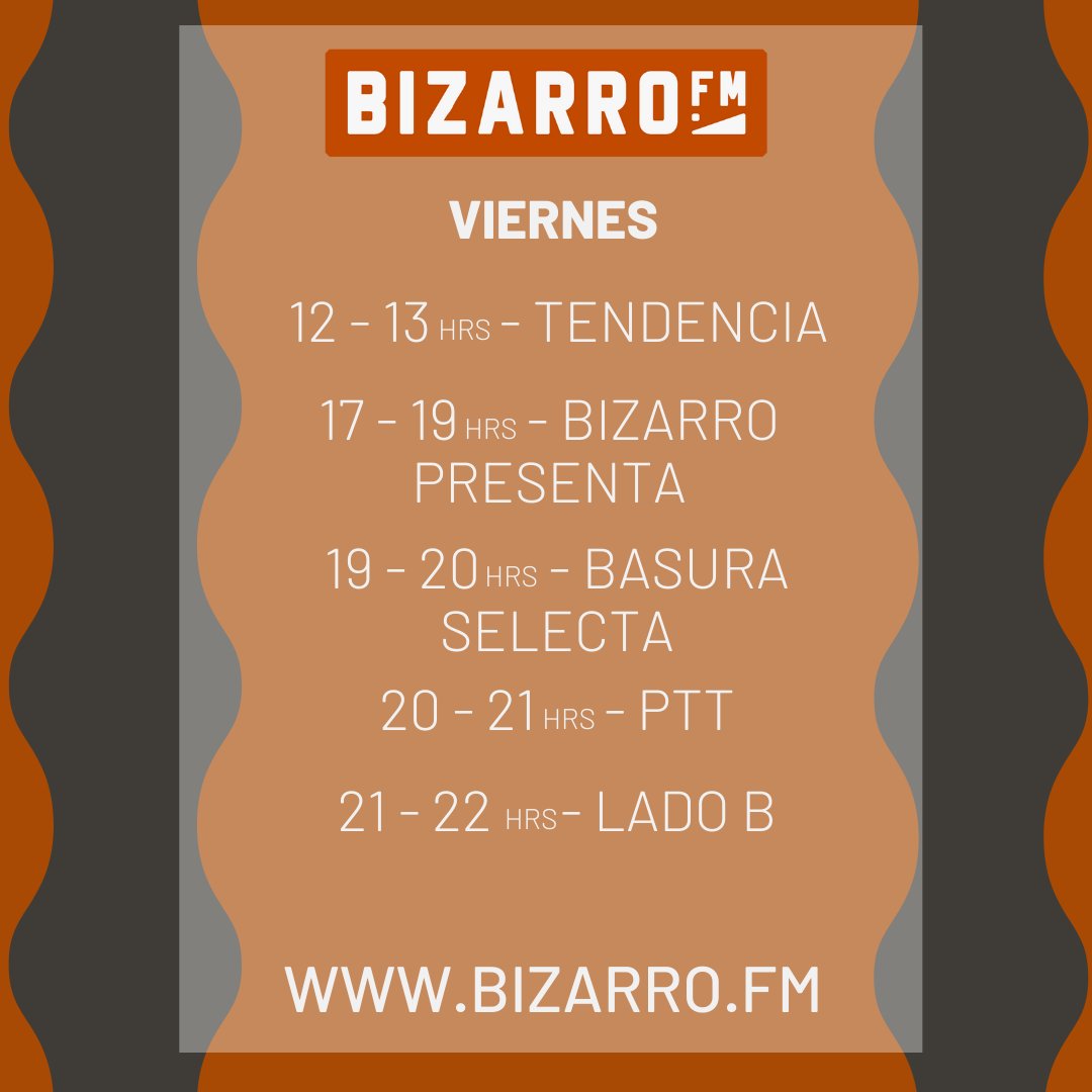 bizarrofm's tweet photo. Y termina otra semana, pero para cerrarla con todo no te pierdas el stream, solo aquí:
https://t.co/o0a1IDuzoG
@_El_Ozz 
#bizarrofm
@BasuraSelecta 
#ParaTodosTodo
@elladoboficial 
#SurgeIndependiente 🎼📻💻 https://t.co/w481UDAsif