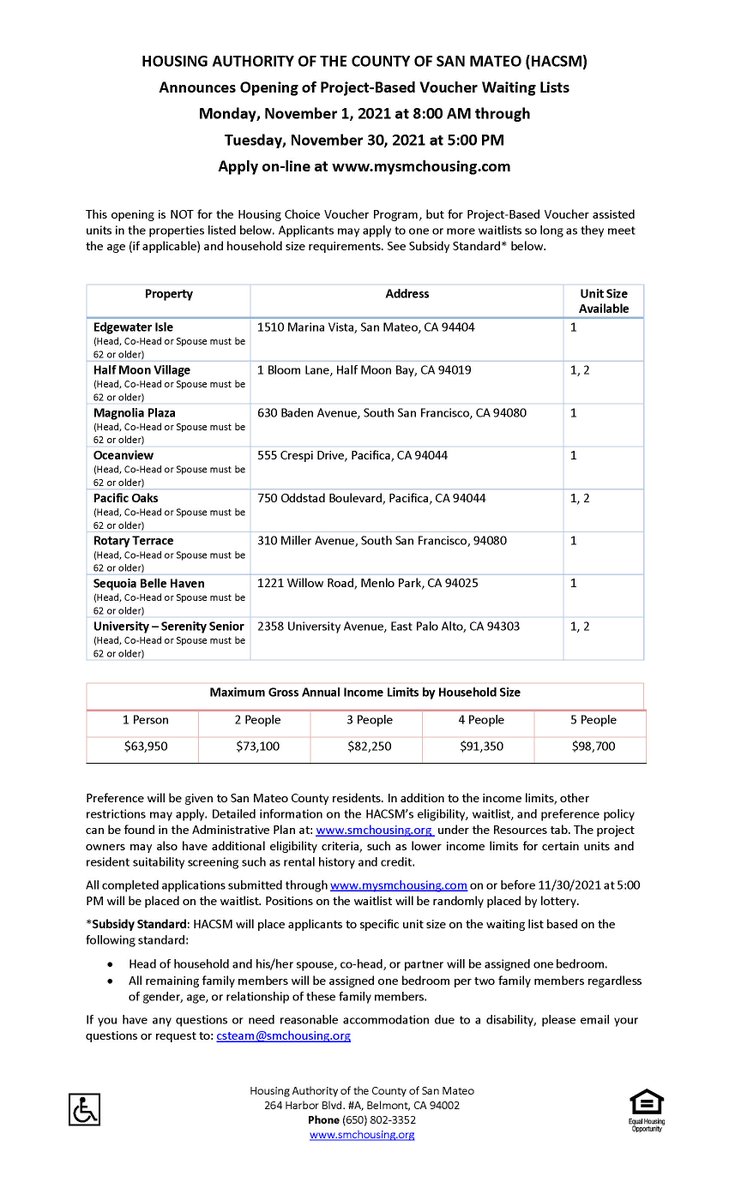 Waiting list for Serenity Senior Apartments open through 11/30/21. Apply online at mysmchousing.com