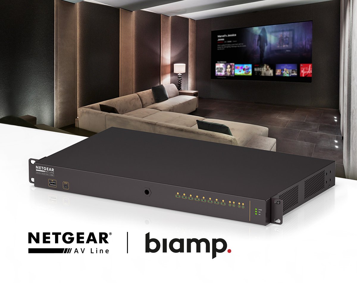 NETGEAR's tweet photo. The new M4250 AV Line of Ethernet switches have been fully endorsed by @Biamp. Check out our latest blog for all the details! https://t.co/Cg5kWgCNjb #AVoverIP #Biamp #AVTweeps #NetgearProAV @Avnu_alliance https://t.co/11JmkjdJzd