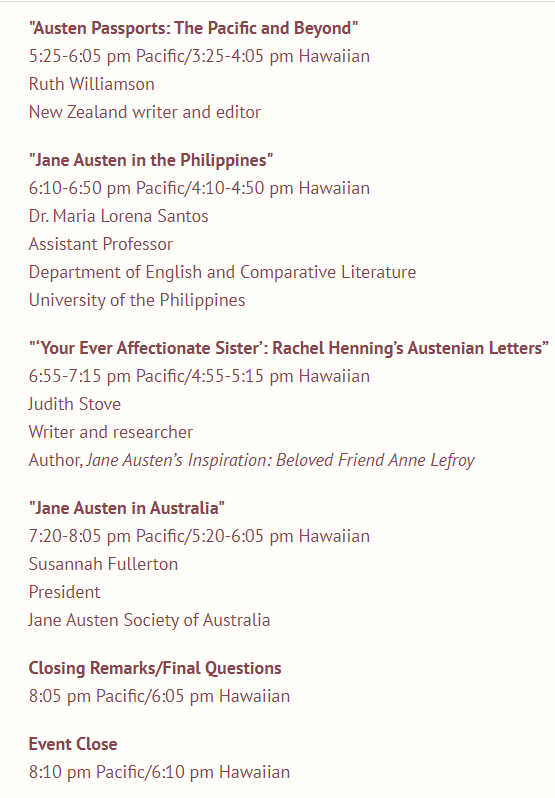 hattyphd's tweet photo. Here's a schedule for the conference '#JaneAusten in the Pan Pacific' this weekend. I have a butterfly in my stomach, but very much looking forward to it! @JASNASW @jasnaorg https://t.co/VSuACY58FY