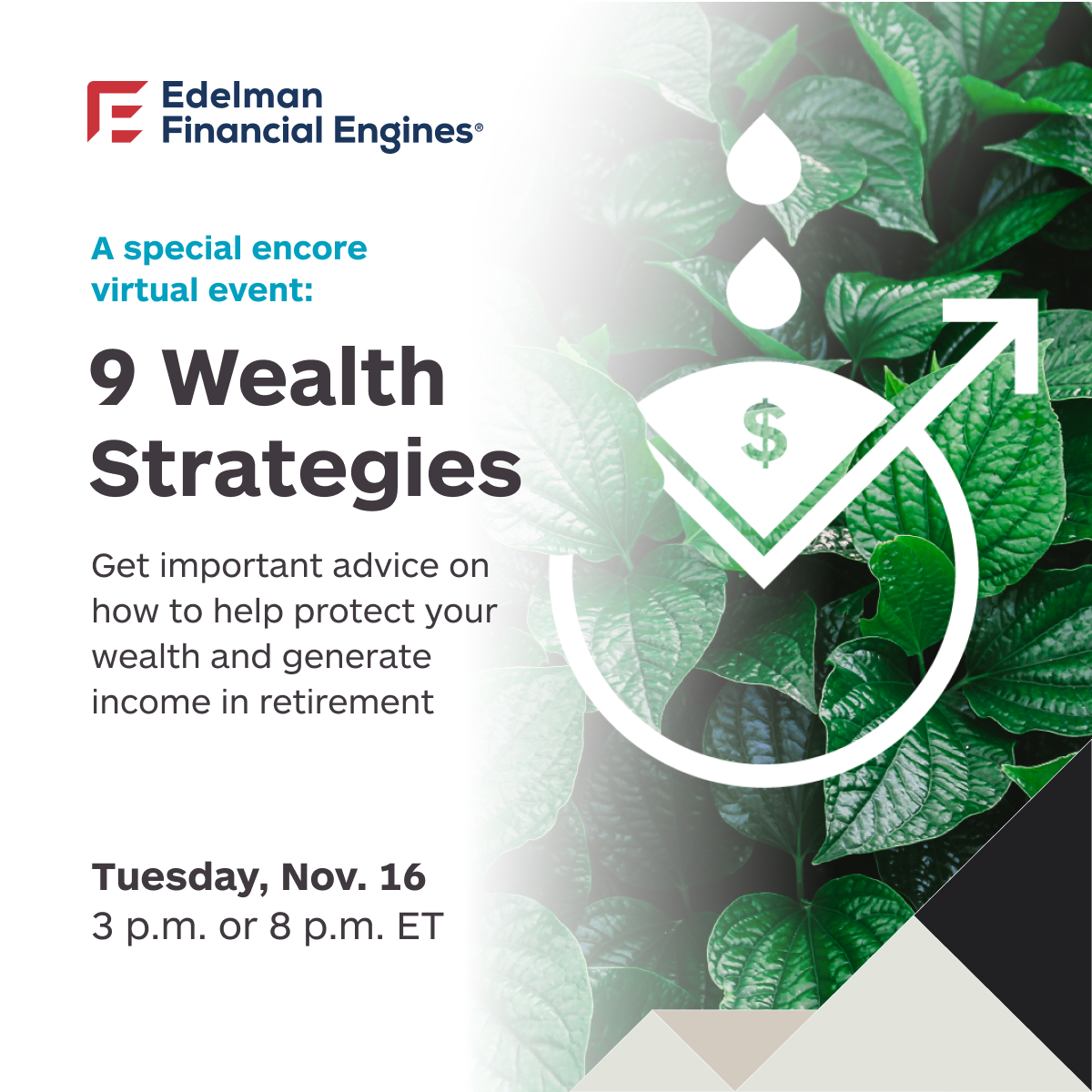 EdelmanFE's tweet photo. Improve your financial knowledge and understanding to help protect your wealth for retirement during this special encore event. #FromHereForward
Register today: https://t.co/XYtDMOlG6H https://t.co/A6jxR1j8NL