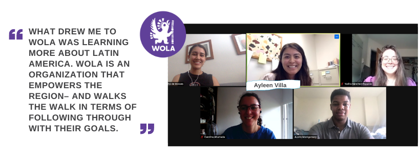 WOLA_interns's tweet photo. A big thank you to Ayleen Villa, the new executive assistant at @WOLA_org, for the lovely brown bag last week! 😁We really appreciated hearing about your experiences as well as learning more about the role of the executive assistant in the organization. https://t.co/wCkFLnegxP