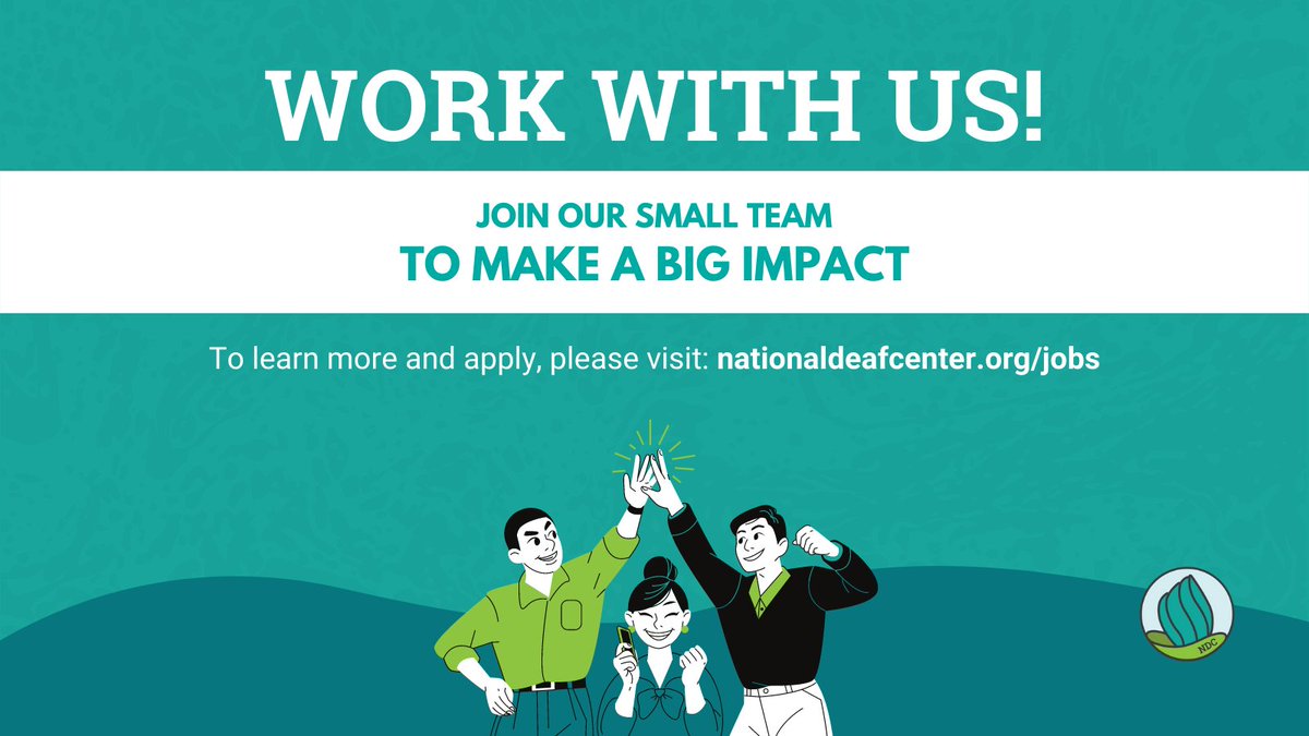 NationalDeafCtr's tweet photo. Passionate about promoting #DeafSuccess? Want to help us make an even bigger impact? Apply to join the @MCPER_EDU evaluation team as a Senior Field Trainer/Analyst!
Part-time, 20 hrs/wk. Accepting applications until early December #DeafJobs
Apply Now! https://t.co/8SPT7h2TZV https://t.co/kGiP1yThqj