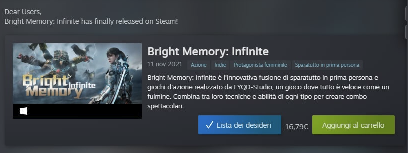 Bright Memory Infinite Steam Xbox Series X