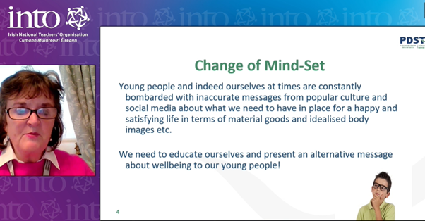 INTOnews's tweet photo. Marion Flanagan of @PDST hosted an online workshop which highlighted the extensive spectrum of ideas to support pupils with anxiety and to promote physical and mental wellbeing. #EdConf21 https://t.co/onylax5wOS