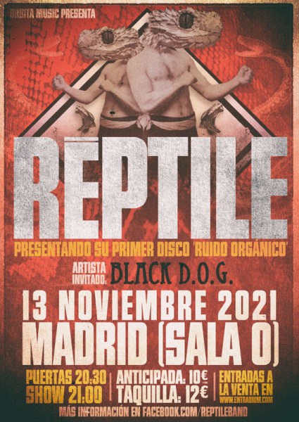 ⚡ Concierto ⚡
Este sábado la banda de Hard Rock Reptile presentará su álbum debut "Ruido Orgánico" en la sala O del Palacio de la Prensa en Madrid. 
Os comparto uno de sus adelantos "El favorito" youtu.be/40uhdYk5vEM