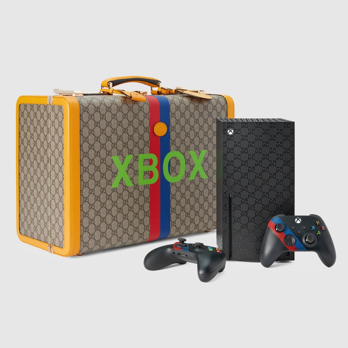 Wario64's tweet photo. Xbox Series X (Gucci) available on Nov 17th for $10,000 (100 units available) at select locations. Xbox Game Pass Ultimate included https://t.co/OHD1GYOAxP https://t.co/pjdfGzxm7s