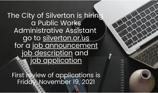 CityofSilverton's tweet photo. The city of Silverton is hiring a Public Works Admin Assistant II. Go to https://t.co/4jghEsOvo2 for the job announcement, job description and job application. https://t.co/yBBiO1fCAv
