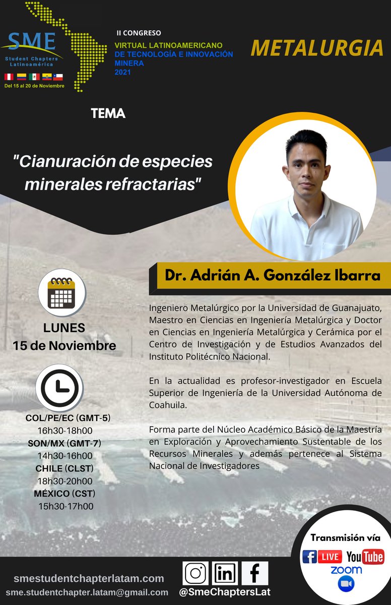 smeunamchapter's tweet photo. ⚙️ Conoce a nuestros ponentes del día Lunes 15 de noviembre

🔸Temática: Metalurgia

🔗Enlace de registro del evento: https://t.co/PDxfrybvY2

🔹Evento organizado por los Student Chapters SME Latinoamérica

⚒️🇨🇱🇨🇴🇪🇨🇲🇽🇵🇪⚒️

Te esperamos ‼️ https://t.co/FlztvsXVW0