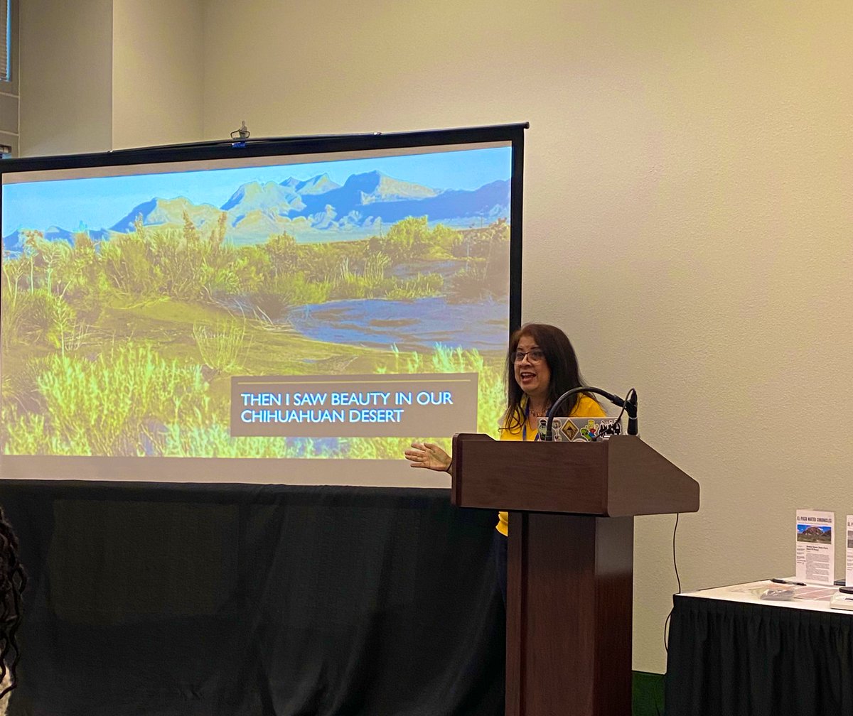 R_Benavides2's tweet photo. Came out to support fellow El Pasoan at #CAST21 @TXScienceSTAT. Ms Lora Holt @techscichick from @_AnthonyISD Great science education presentation about our Chihuahuan Desert and TechH2O @EPWater #EPTX https://t.co/YhIGyMX5wa